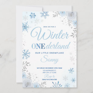 Winter ONEderland Blue Snowflake 1e Uitnodiging