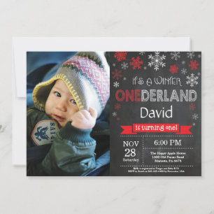 Winter Onederland Boy 1er Anniversaire Invitation