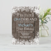 Winter Onederland Boy 1er Anniversaire Invitation (Debout devant)