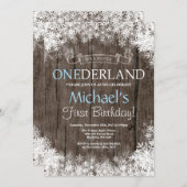 Winter Onederland Boy 1er Anniversaire Invitation (Devant / Derrière)