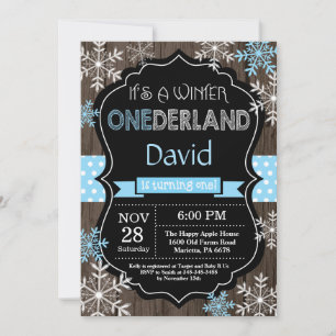 Winter Onederland Boy 1er Anniversaire Invitation