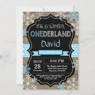 Winter Onederland Boy 1er Anniversaire Invitation