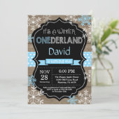 Winter Onederland Boy 1er Anniversaire Invitation (Debout devant)