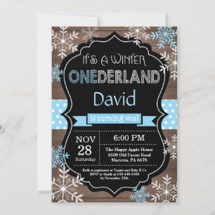 Winter Onederland Boy 1er Anniversaire Invitation