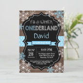 Winter Onederland Boy 1er Anniversaire Invitation (Debout devant)