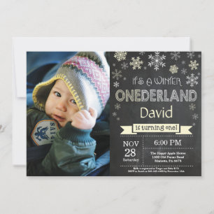 Winter Onederland Boy 1er Anniversaire Invitation