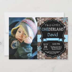 Winter Onederland Boy 1er Anniversaire Invitation
