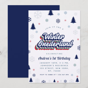 Winter Onederland Boy 1er Anniversaire Invitation