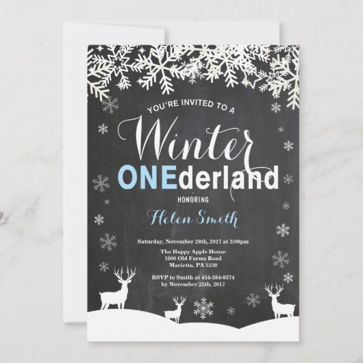 Winter Onederland Boy 1st Birthday Uitnodiging (Voorkant)