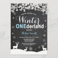 Winter Onederland Boy 1st Birthday Uitnodiging