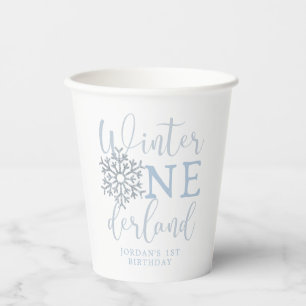Winter Onederland Boy Cup, Blauwe Sneeuwvlok Papieren Bekers
