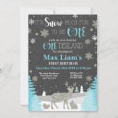Winter ONEderland Boy First Birthday Kaart (Voorkant)
