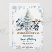 Winter Onederland boy invitation (Devant / Derrière)