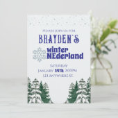 "Winter ONEderland" Boy's 1st birthday invitation (Debout devant)