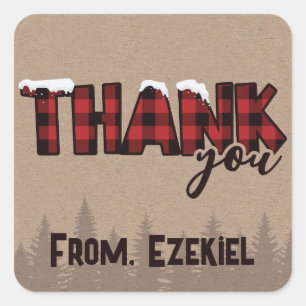 Winter ONEderland Buffalo Play Birthday Dank u Vierkante Sticker