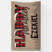 Winter ONEderland Buffalo Play Happy Birthday Spandoek (Verticaal)