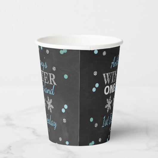 Winter ONEderland Chalkboard 1st verjaardag Papieren Bekers (Rechts)