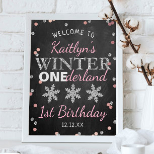 Winter ONEderland Chalkboard 1st verjaardag Poster
