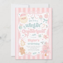 Winter Onederland Christmas Coquette Bow Birthday Kaart