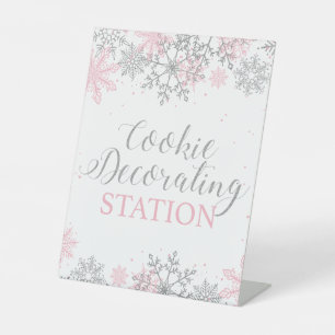 Winter Onederland Cookie Decorating Station Reclamebord Met Voetstuk
