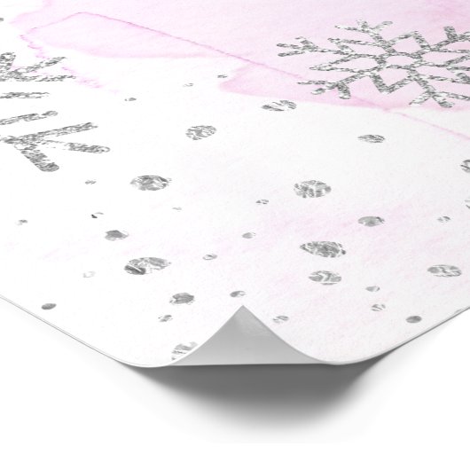 Winter Onederland Custom First Birthday Snowflake Poster (Hoek)