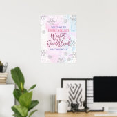 Winter Onederland Custom First Birthday Snowflake Poster (Thuiskantoor)
