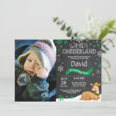 Winter Onederland Deer 1er Anniversaire Invitation (Debout devant)