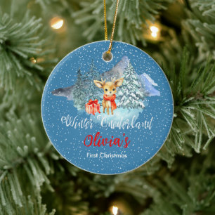 Winter Onederland Eerste Kerst Schattige rendier Keramisch Ornament