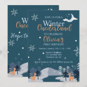Winter Onederland Eerste Verjaardag besneeuwd bos Kaart (Voorkant / Achterkant)