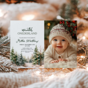 Winter Onederland Eerste Verjaardag Foto Kaart