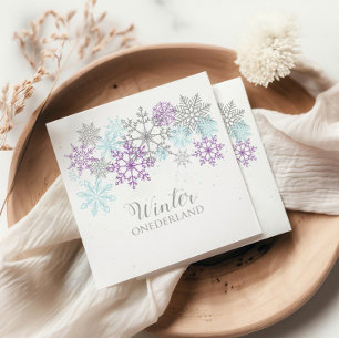 Winter Onederland Eerste Verjaardag Paars Blauw Servet