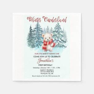 Winter Onederland Eerste Verjaardag Schattige Beer Servet