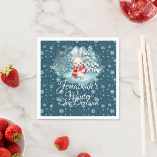 Winter Onederland Eerste Verjaardag Schattige Beer Servet