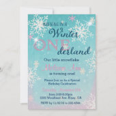 Winter Onederland Eerste Verjaardag Uitnodiging (Voorkant)