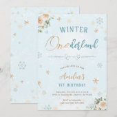 Winter Onederland Eerste verjaardag van de Eerste  Kaart (Voorkant / Achterkant)