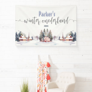 Winter onederland eerste verjaardag welkom spandoek