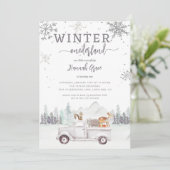 Winter Onederland Eerste Verjaardag Woodland Kaart (Staand voorkant)