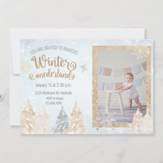 Winter Onederland Eerste Verjaardagsfeestje Sneeuw Kaart