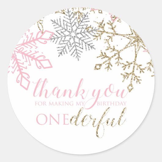 Winter Onederland Favor Bedankt Sticker (Voorkant)