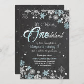 Winter Onederland fête d'anniversaire invitation B (Devant / Derrière)