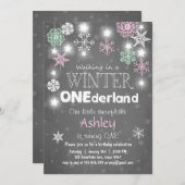 Winter Onederland fête d'anniversaire invitation M (Devant / Derrière)