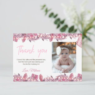 Winter Onederland fille Carte de remerciements ave