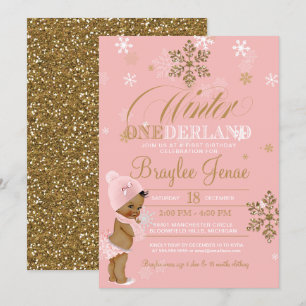 Winter Onederland First Birthday African-American Kaart