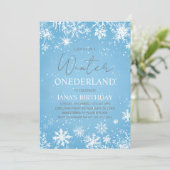 Winter ONEderland First Birthday Blue Kaart (Staand voorkant)
