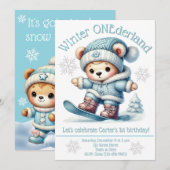Winter ONEderland First Birthday Invitation Kaart (Voorkant / Achterkant)