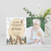 Winter ONEderland First Birthday Invitation Kaart (Staand voorkant)