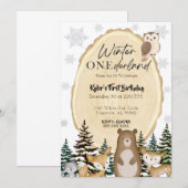 Winter ONEderland First Birthday Invitation Kaart (Voorkant / Achterkant)