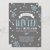Winter Onederland First Birthday Party Invitation (Devant / Derrière)