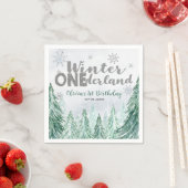 Winter Onederland First Birthday Snowflakes Forest Servet (Insitu)