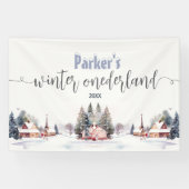 Winter onederland first birthday welcome spandoek (Horizontaal)